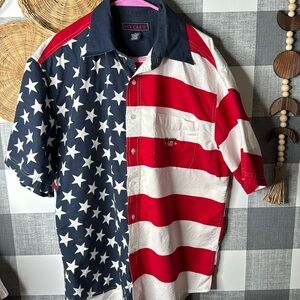 Men’s VTG American Flag Button Up